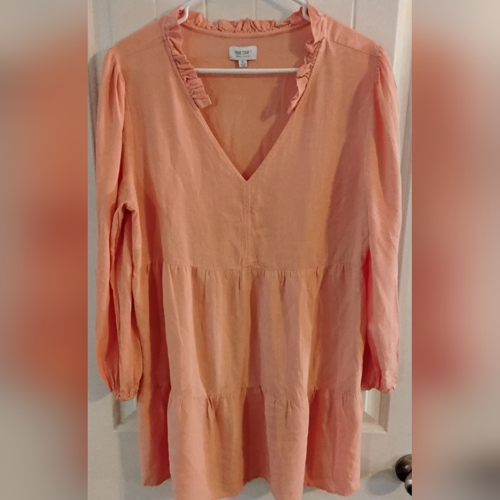 True Craft Peach Long Sleeve Dress Large ❤️